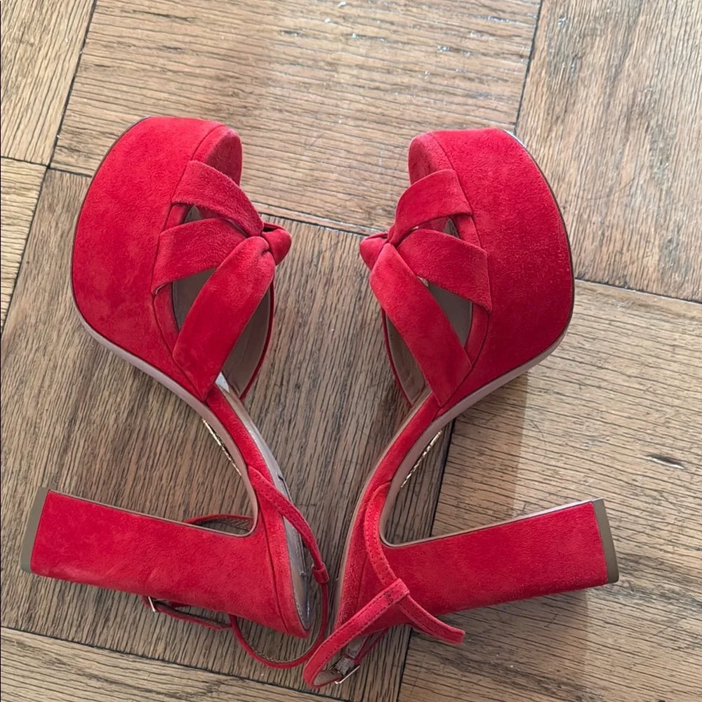 Aquazzura Red Suede Platform Sandals